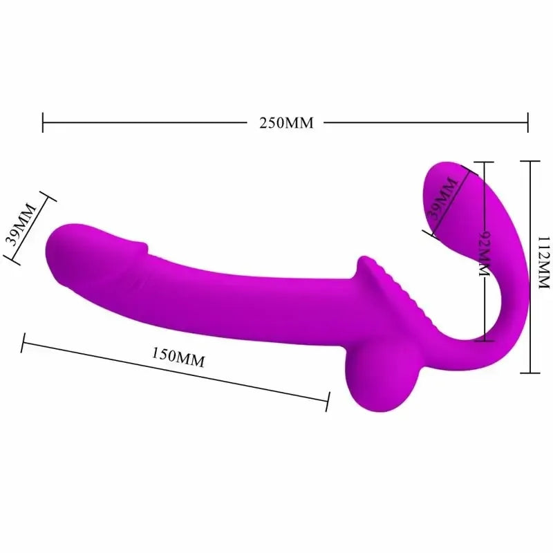 PRETTY LOVE Kelpie dvipusė silikoninė be dirželio sistema, violetinė, 21 cm