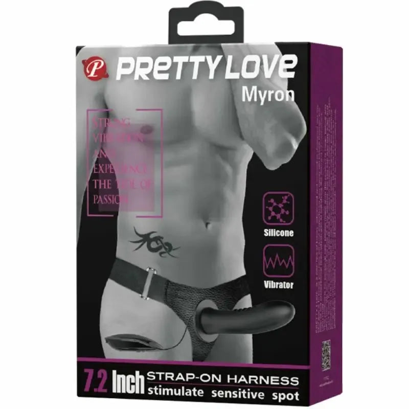 Pretty Love Myron dirbtinio penio diržas su vibracija, tuščiaviduris, reguliuojamas
