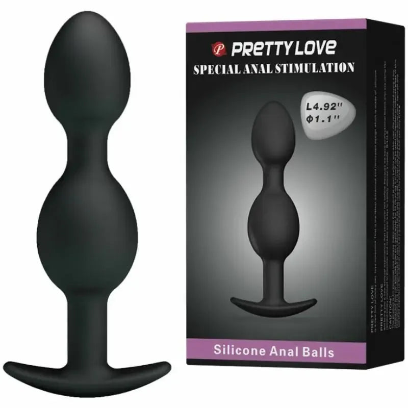Pretty Love silikoninė analinių karoliukų sistema, 12,5 cm, juoda, su svarmenimis
