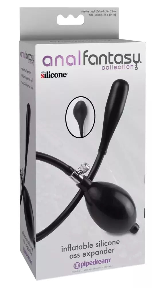Pripučiamas silikoninis analinis kamštis AFC su pompele, juodas, 52 cm