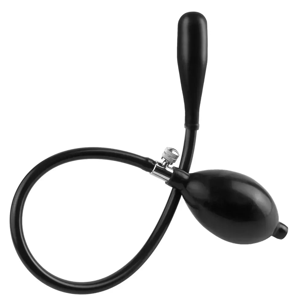 Pripučiamas silikoninis analinis kamštis AFC su pompele, juodas, 52 cm