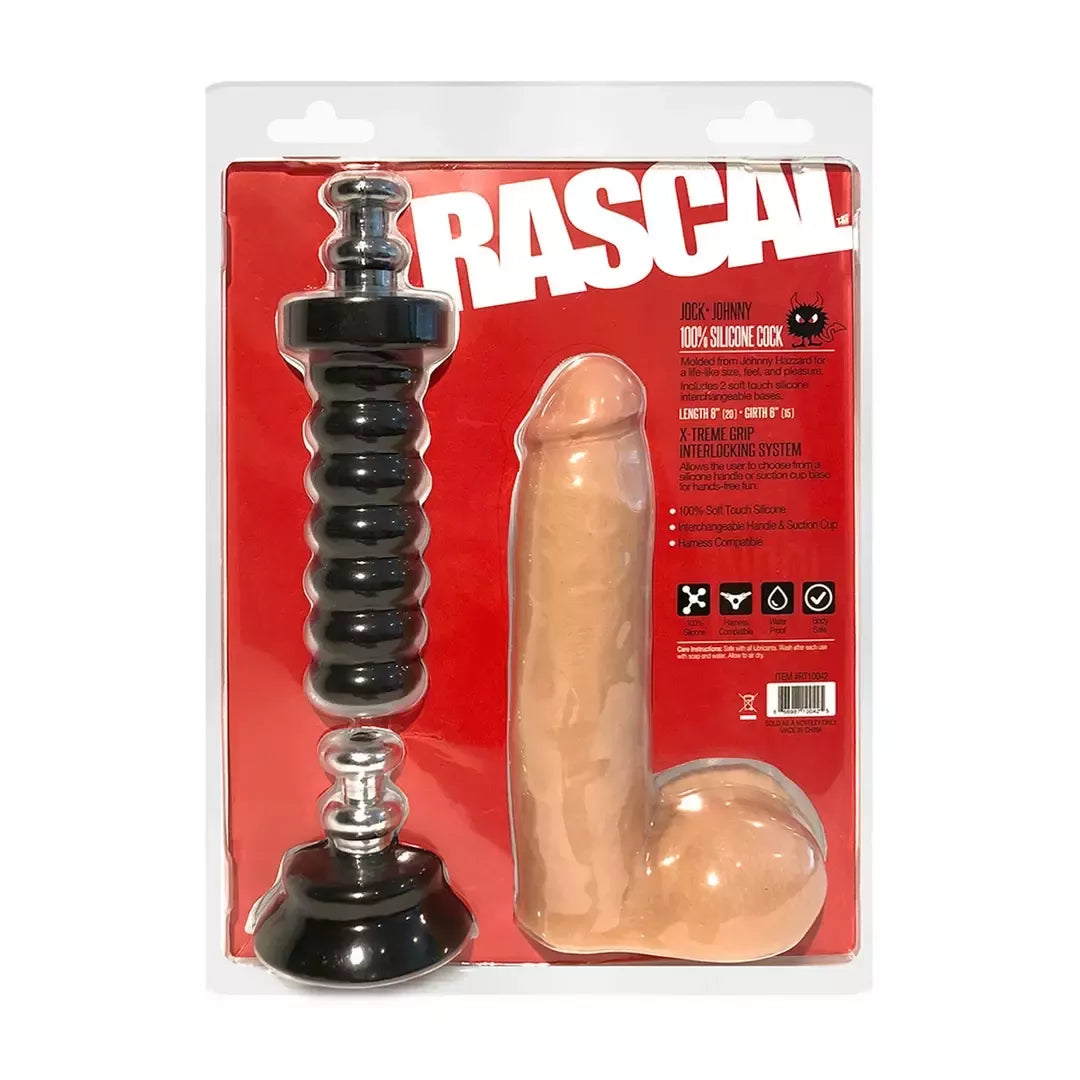 Rascal Jocks Johnny silikoninis modelis, 20 cm, su siurbtuku ir rankena