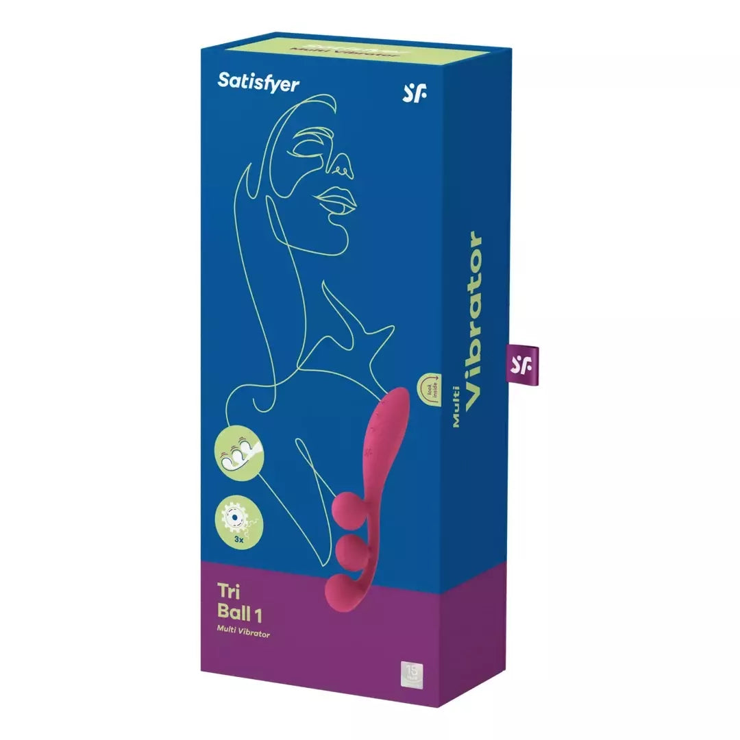 Raudonas lankstus kelių variklių intymus prietaisas Satisfyer Tri Ball 1