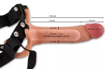 Realistixxx Intimate Enhancement Sleeve su reguliuojamu diržu, 19,5 cm