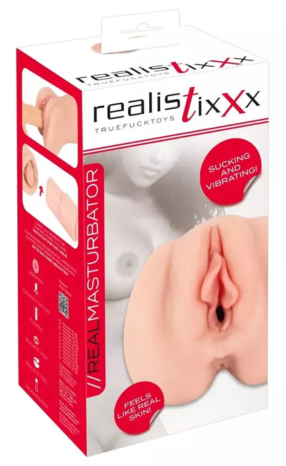 Realistixxx RealMasturbator siurbiamasis ir vibruojantis intymus prietaisas 21,8 cm
