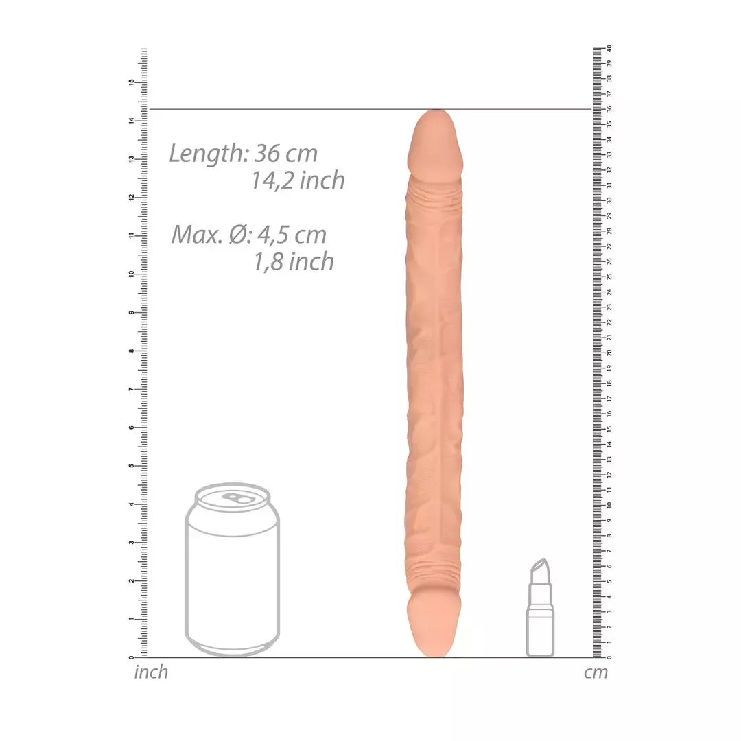 RealRock by Shots Double Dong 36 cm lanksti intymumo sistema, kūno spalvos