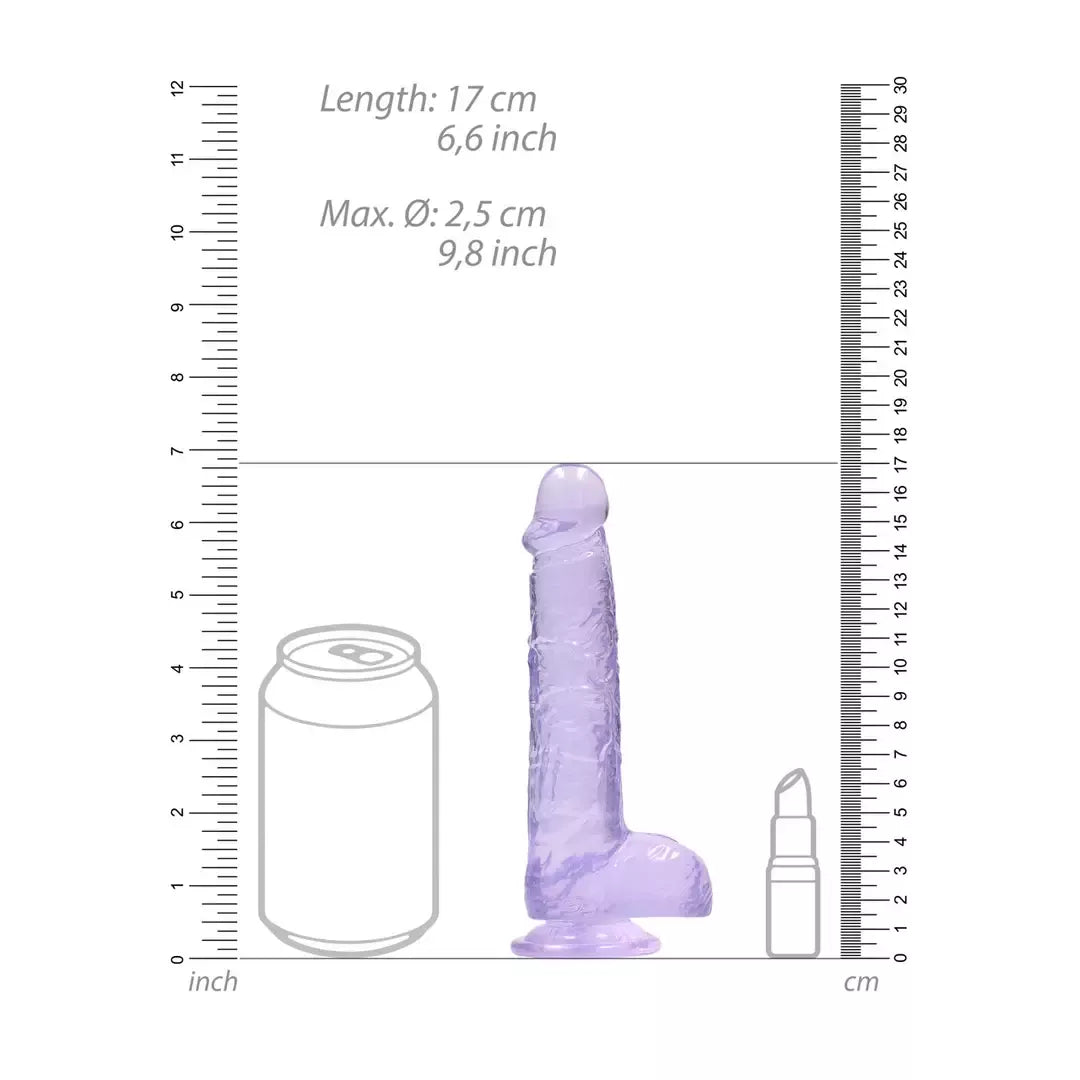 REALROCK Crystal Clear 17 cm intymus prietaisas su tvirtu prisiurbiamu pagrindu