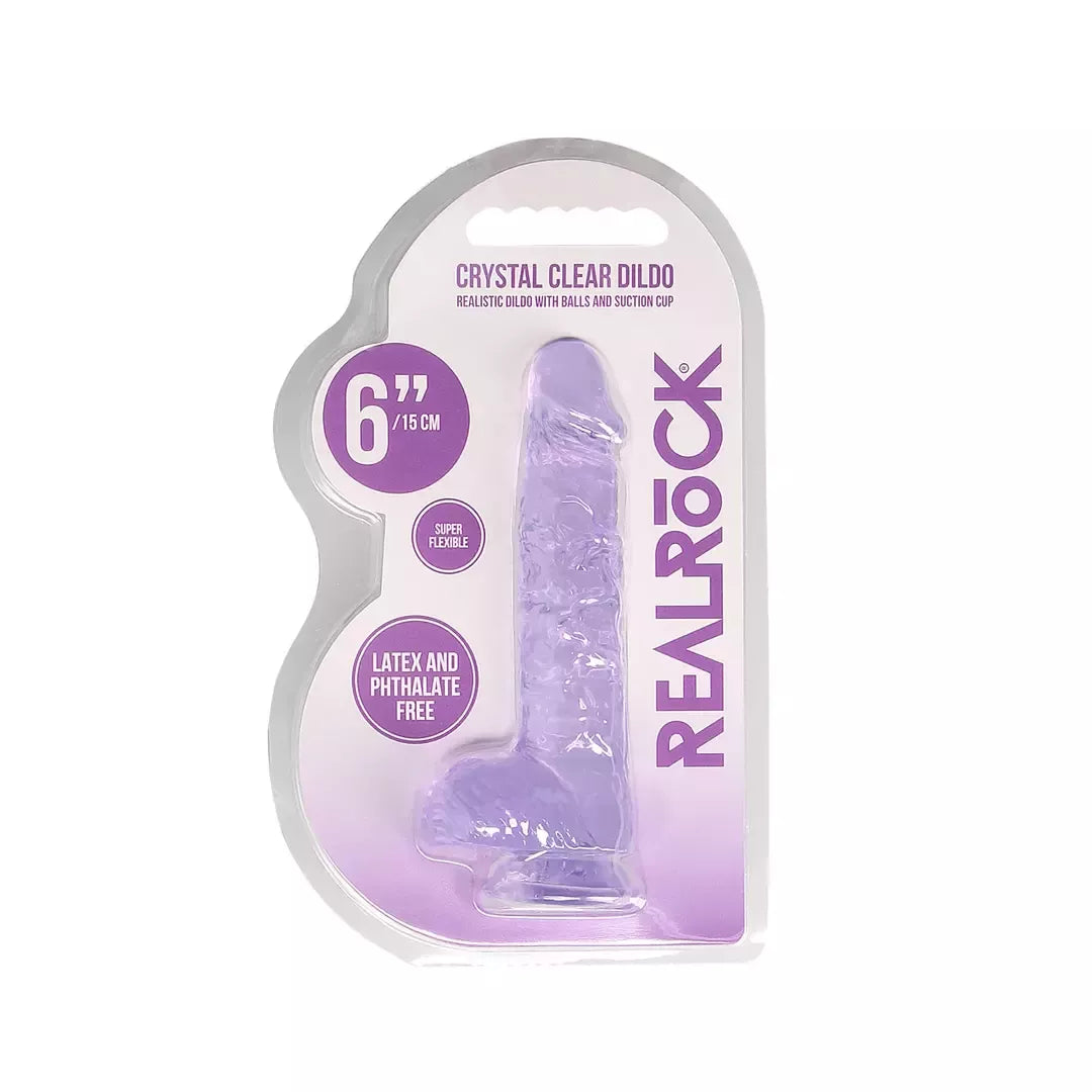 REALROCK Crystal Clear 17 cm intymus prietaisas su tvirtu prisiurbiamu pagrindu