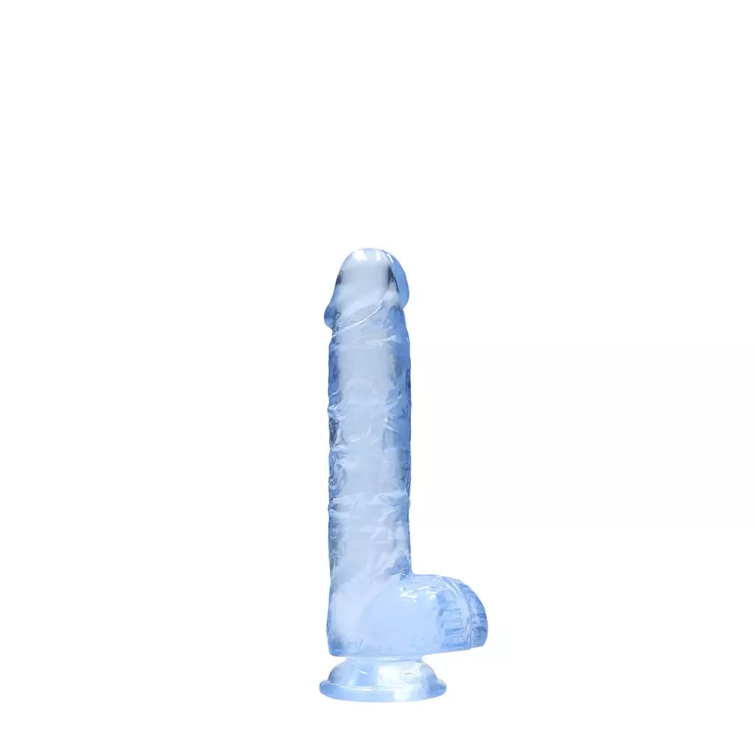 RealRock Crystal Clear 17 cm modelis su siurbtuku ir anatomine forma