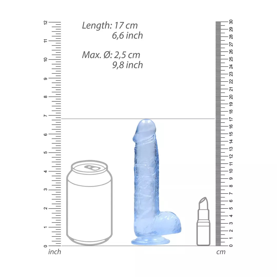 RealRock Crystal Clear 17 cm modelis su siurbtuku ir anatomine forma