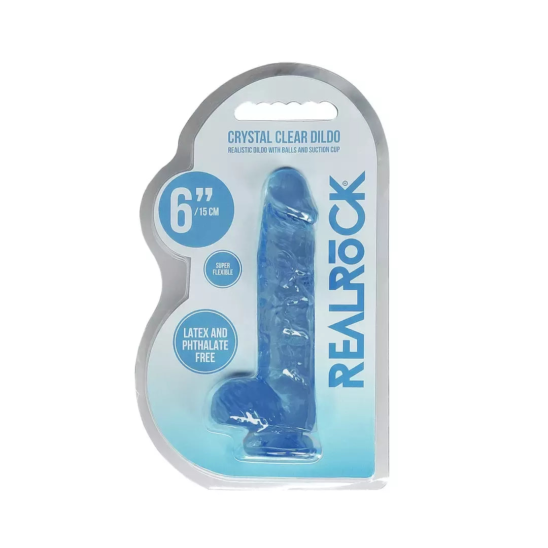 RealRock Crystal Clear 17 cm modelis su siurbtuku ir anatomine forma