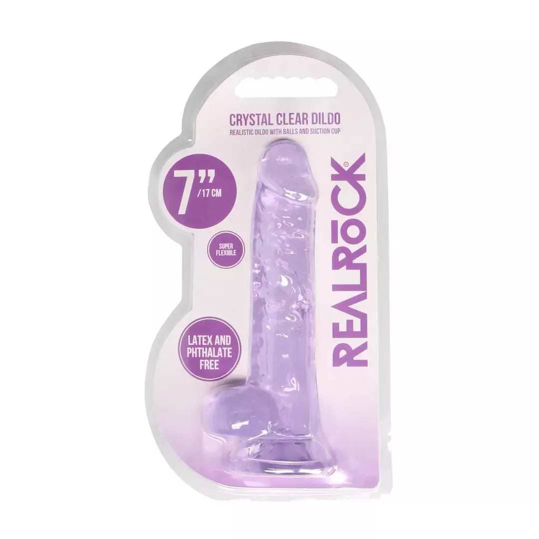 REALROCK Crystal Clear 18 cm anatominis modelis su siurbtuku, skaidrus