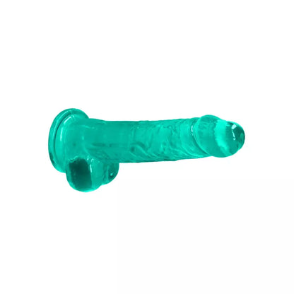 REALROCK Crystal Clear 21 cm intymus modelis su siurbtuku ir sėklidėmis