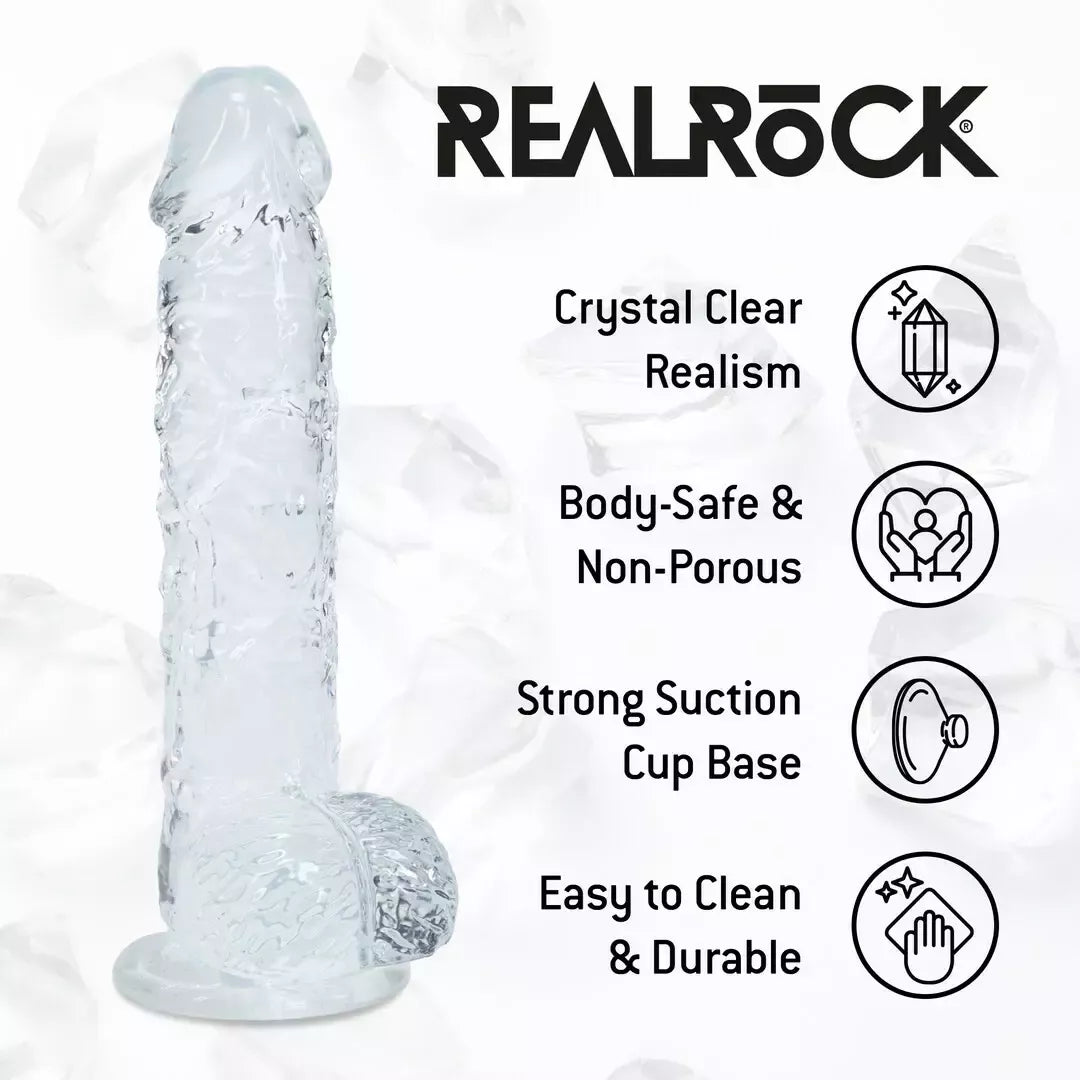 REALROCK Crystal Clear 5 colių (12,7 cm) anatominis modelis su siurbtuku, skaidrus