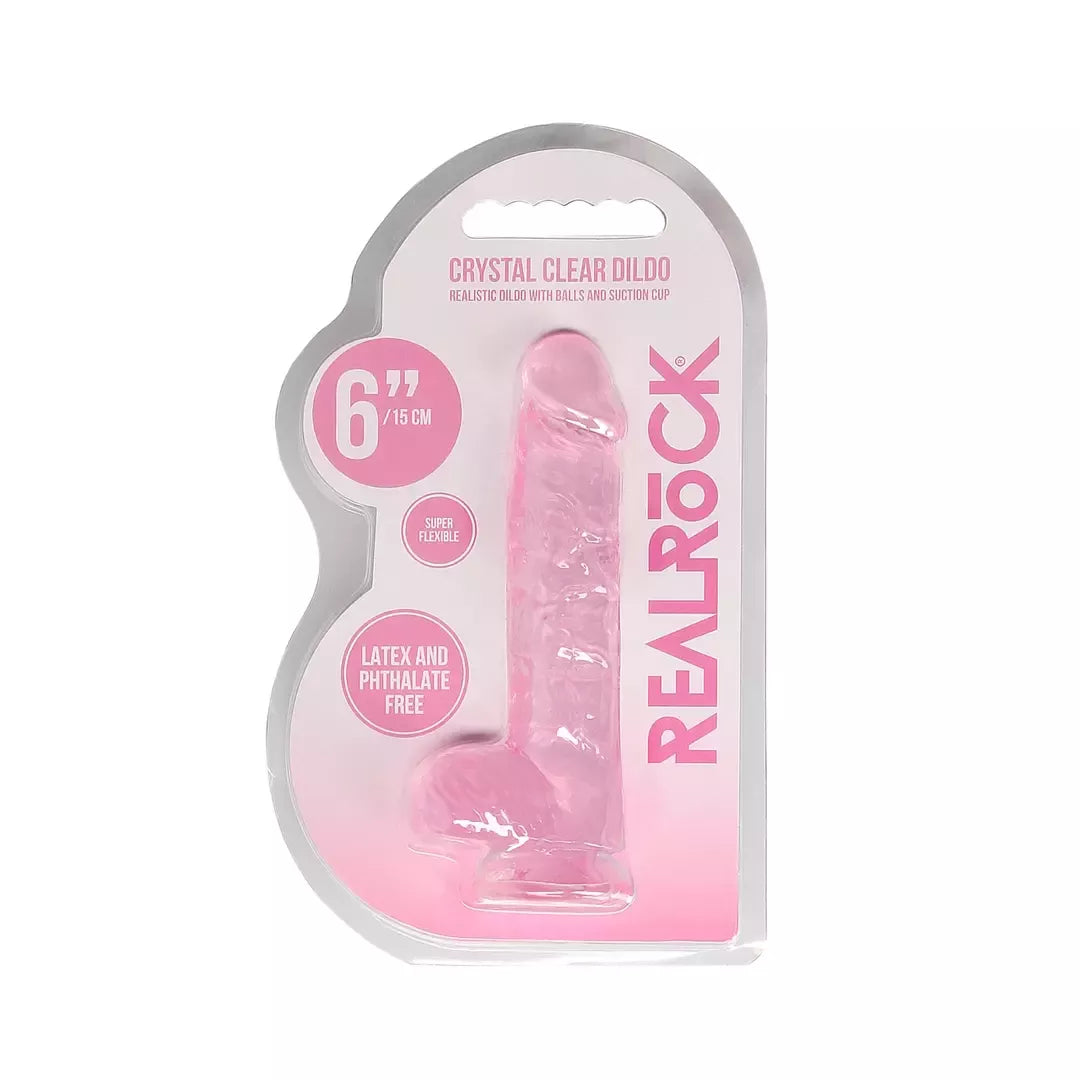 REALROCK Crystal Clear 6 colių intymus modelis su pagrindu – 15 cm, skaidrus