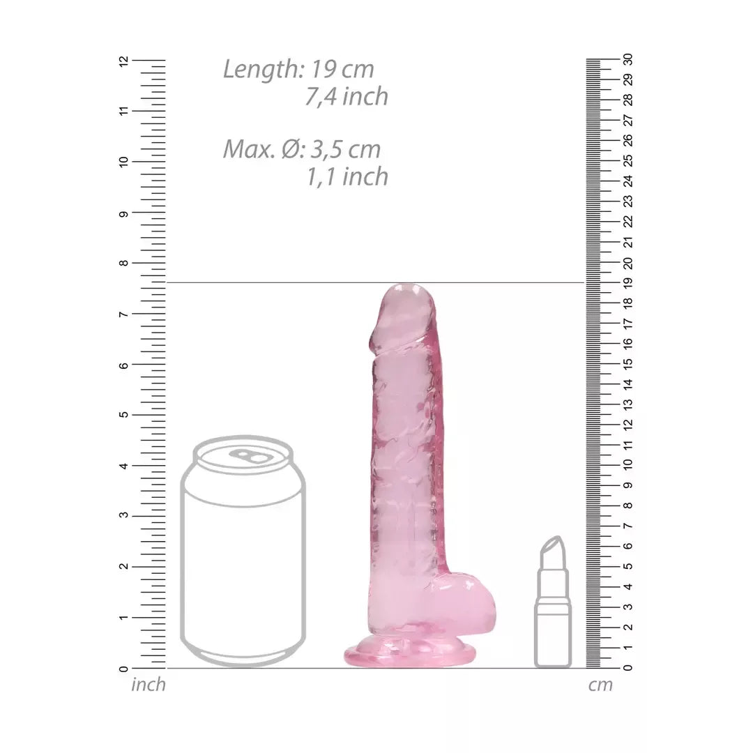 REALROCK Crystal Clear 7" skaidrus modelis su siurbtuku, 19 cm