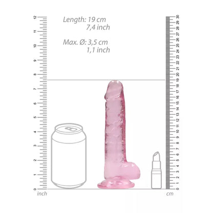 REALROCK Crystal Clear 7" skaidrus modelis su siurbtuku, 19 cm