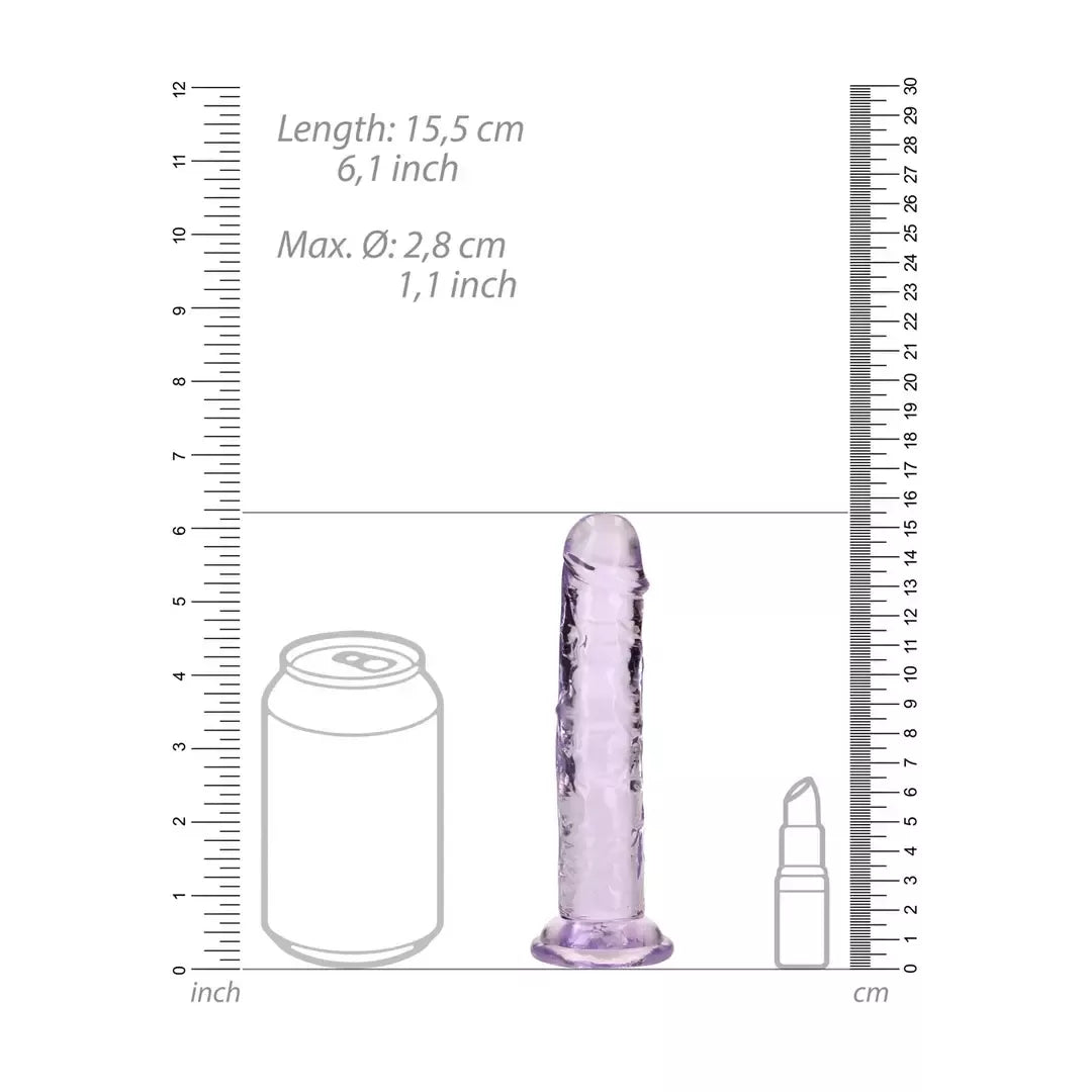 RealRock Crystal Clear Intimate Model 6" su siurbtuku, skaidrus