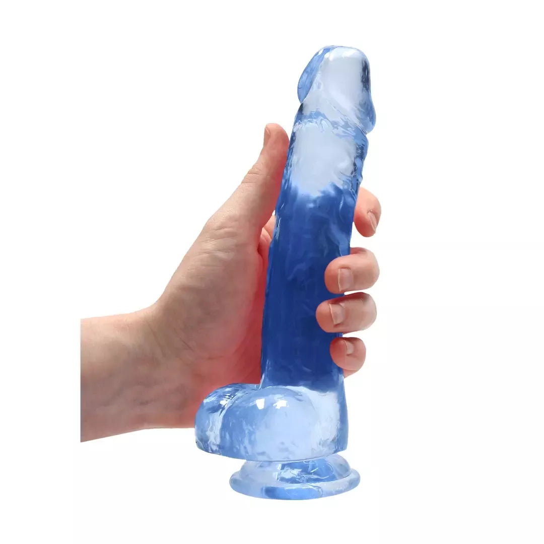 REALROCK Crystal Clear Intimate System su siurbtuku, 21 cm, skaidrus