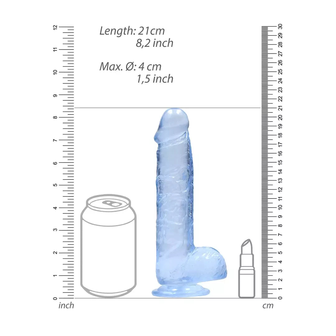 REALROCK Crystal Clear Intimate System su siurbtuku, 21 cm, skaidrus