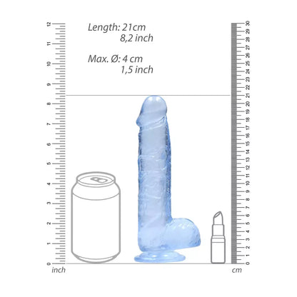 REALROCK Crystal Clear Intimate System su siurbtuku, 21 cm, skaidrus