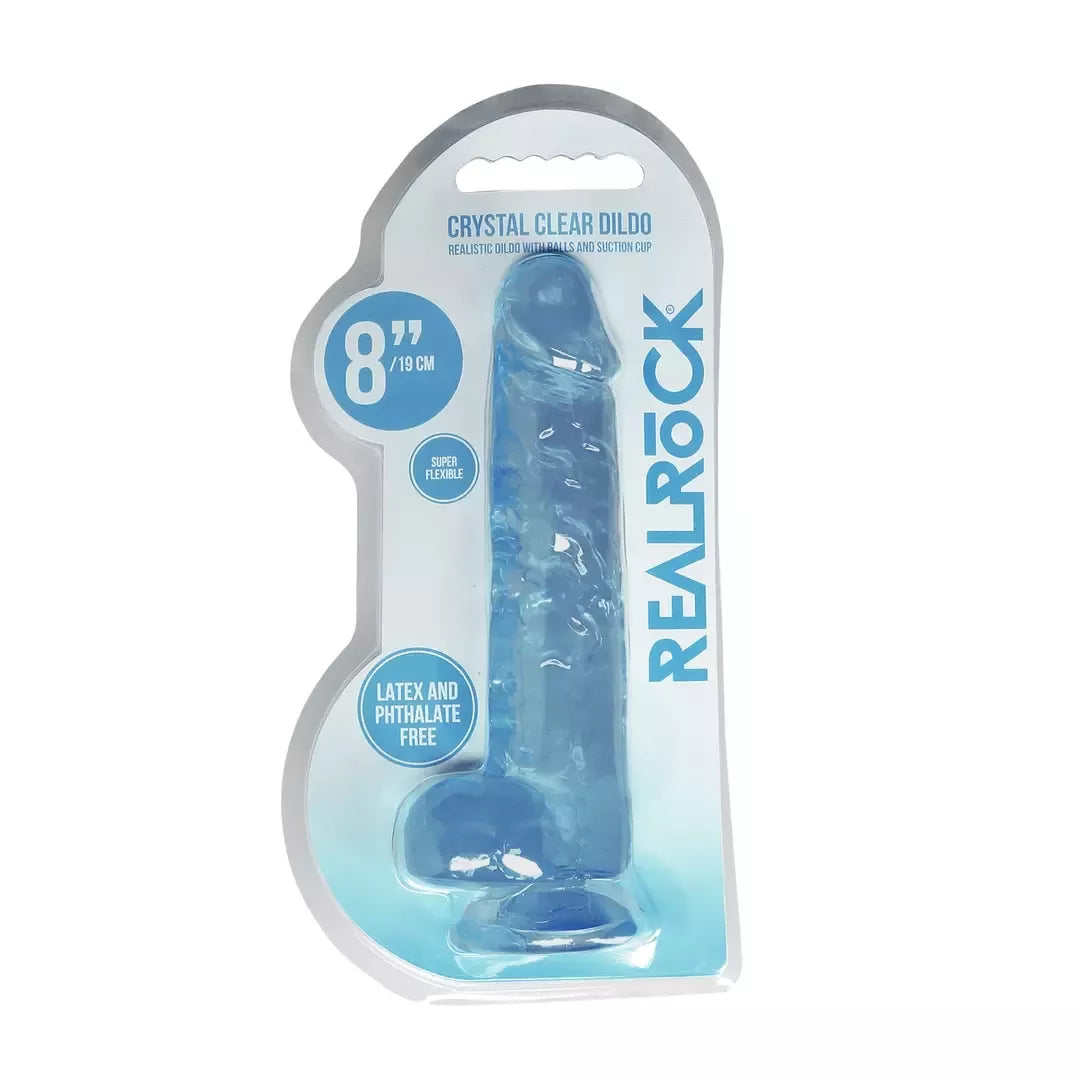 REALROCK Crystal Clear Intimate System su siurbtuku, 21 cm, skaidrus