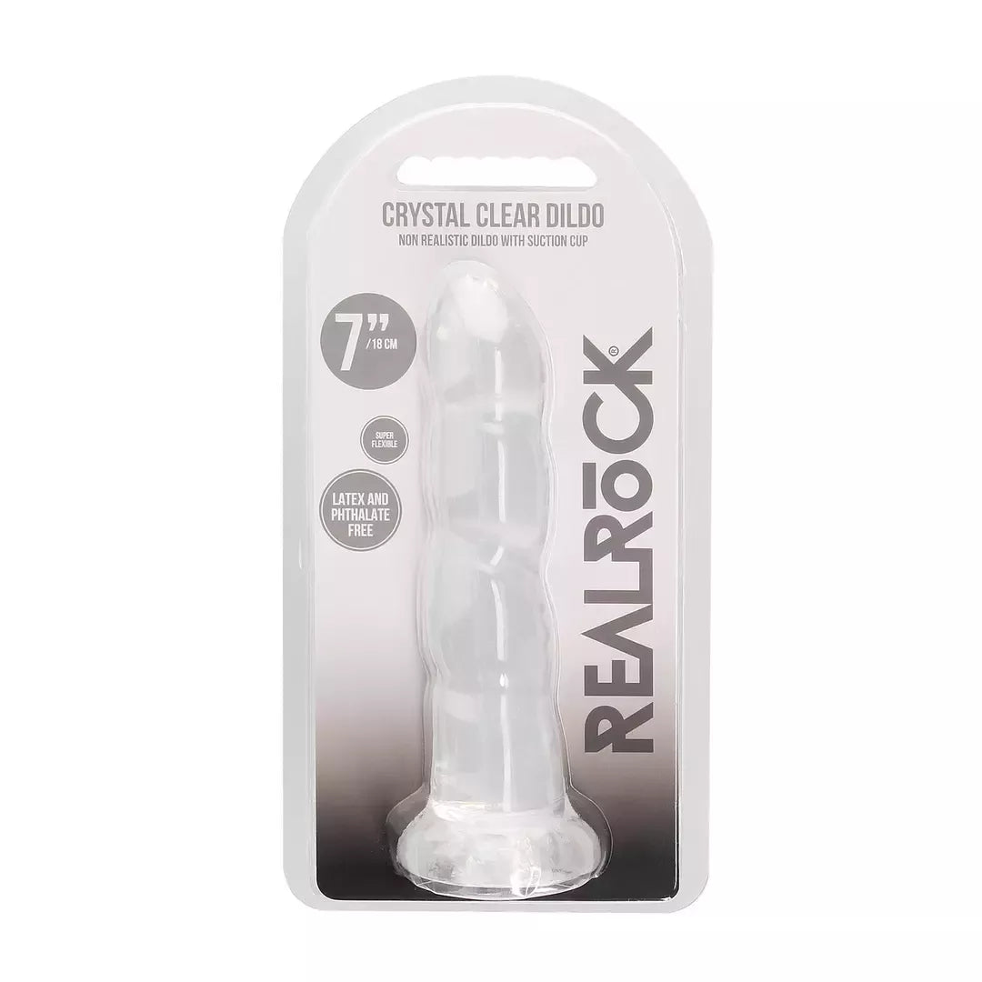 RealRock Crystal Clear intymus modelis 17 cm su prisiurbiamu pagrindu