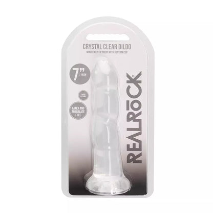 RealRock Crystal Clear intymus modelis 17 cm su prisiurbiamu pagrindu