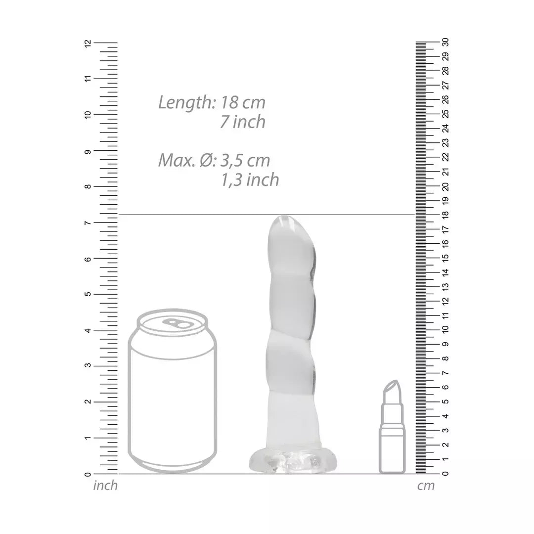 RealRock Crystal Clear intymus modelis 17 cm su prisiurbiamu pagrindu
