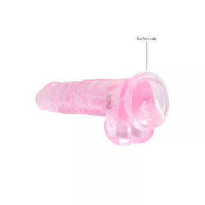 REALROCK Crystal Clear intymus modelis su sėklidėmis 21 cm su siurbtuku