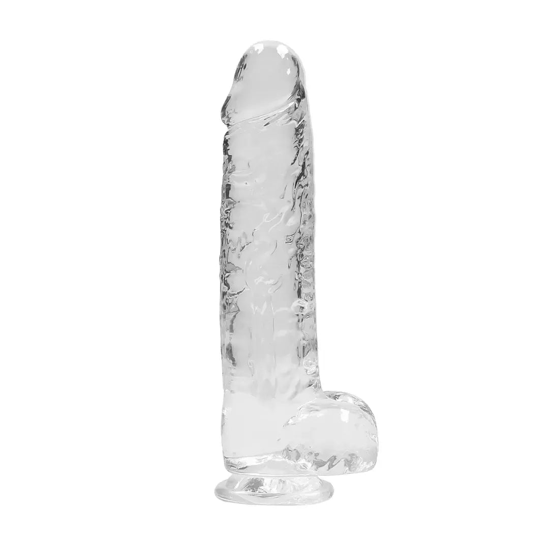 RealRock Crystal Clear intymus modelis su siurbtuku, 25 cm, skaidrus