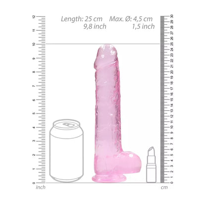 REALROCK Crystal Clear intymus modelis su siurbtuku 25 cm, skaidrus