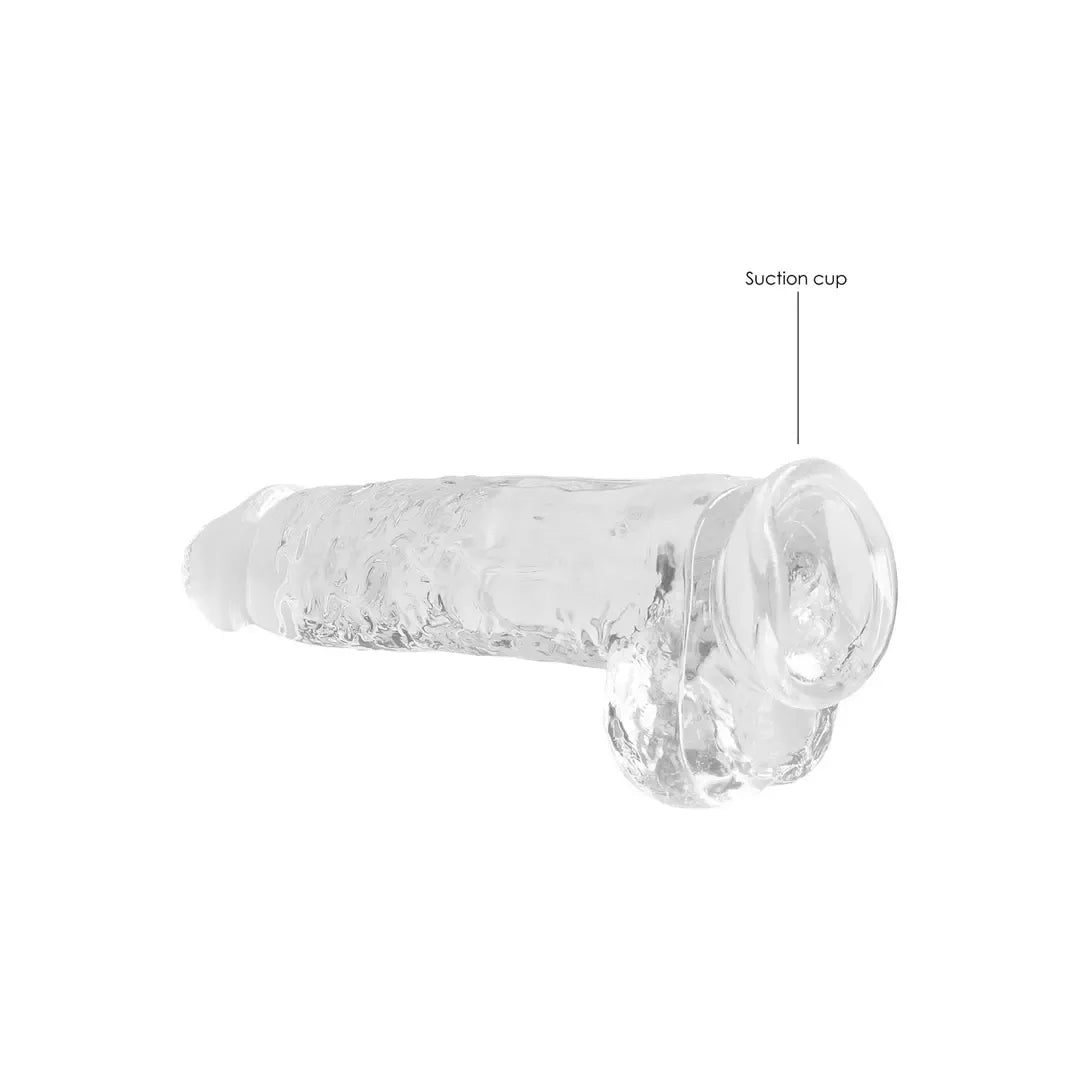 RealRock Crystal Clear intymus modelis su siurbtuku, 25 cm, skaidrus