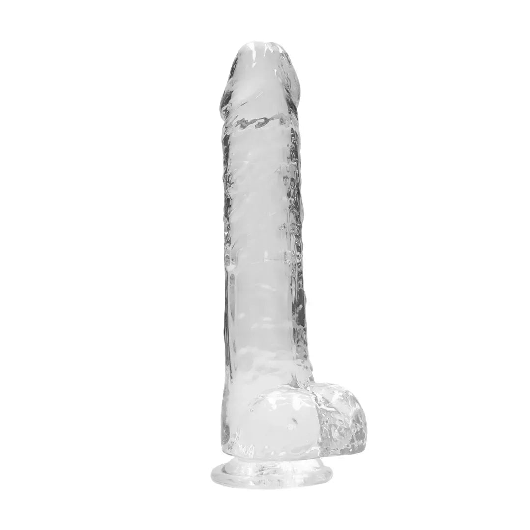 RealRock Crystal Clear intymus modelis su siurbtuku, 25 cm, skaidrus