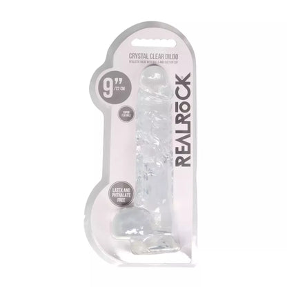 RealRock Crystal Clear intymus modelis su siurbtuku, 25 cm, skaidrus