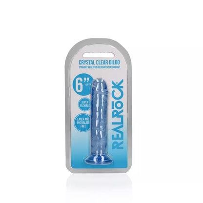 RealRock Crystal Clear Model 6" intymus treniruoklis su siurbtuku