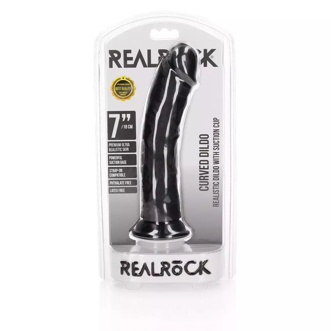 RealRock Curved Intimate Model with Suction Base 18 cm smėlio spalvos