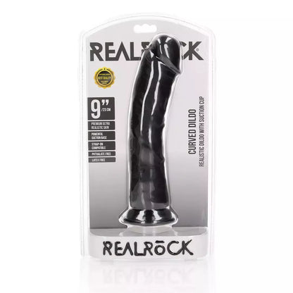 RealRock Curved Silicone Intimate Machine su prisiurbiamu pagrindu, 23 cm, smėlinė