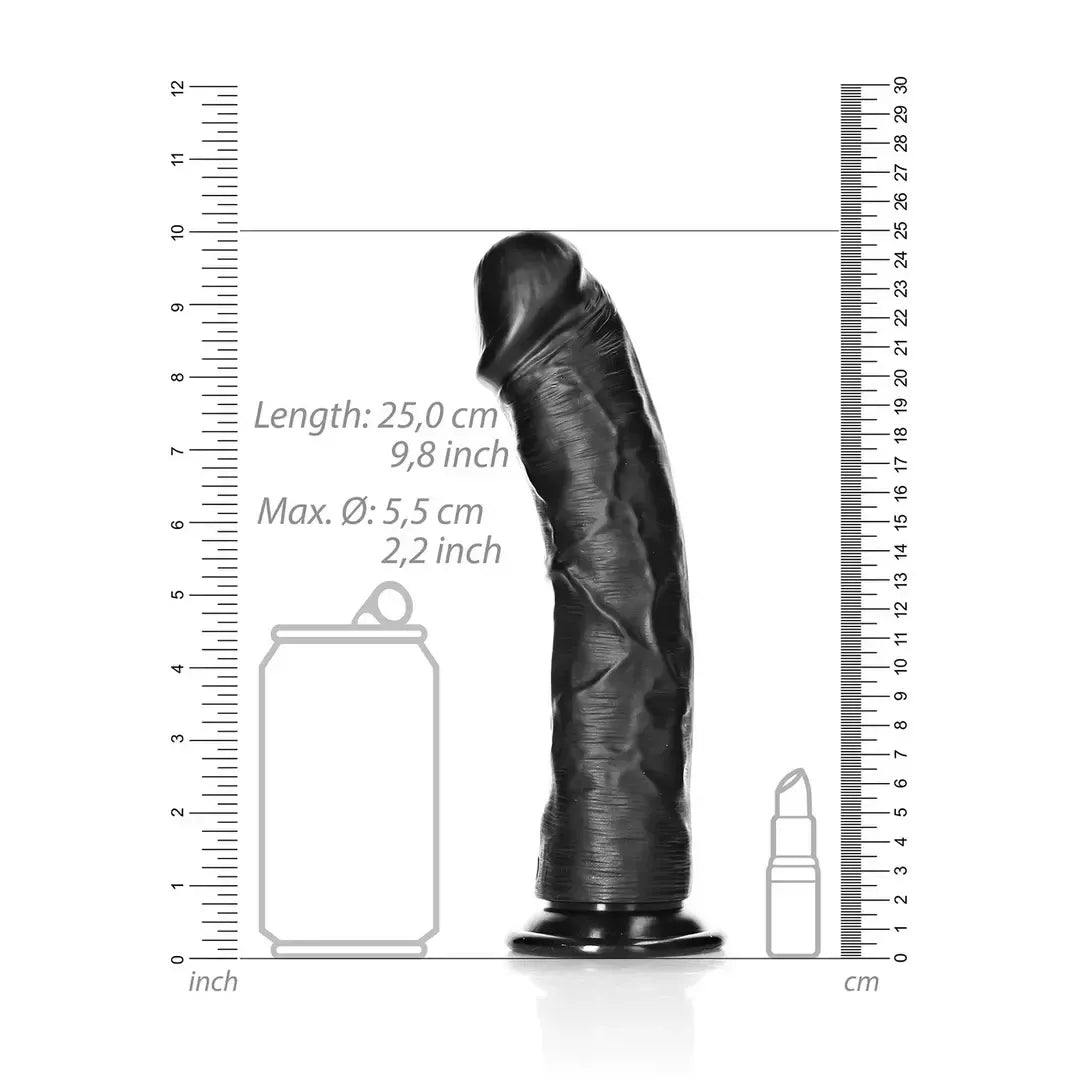 RealRock Curved Silicone Intimate Machine su prisiurbiamu pagrindu, 23 cm, smėlinė