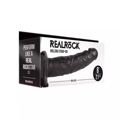 RealRock Hollow Strap-on, 8 modelis – reguliuojami diržai, 20,5 cm, smėlio spalvos