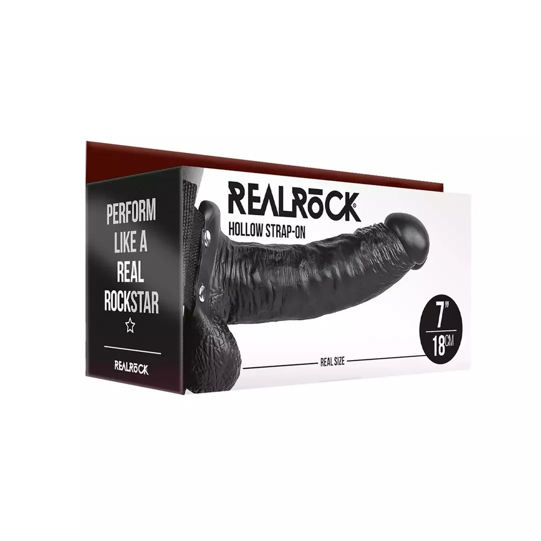 RealRock Hollow System reguliuojamas modelis su sėklidėmis 18 cm, smėlio spalvos
