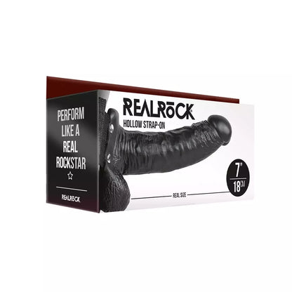 RealRock Hollow System reguliuojamas modelis su sėklidėmis 18 cm, smėlio spalvos