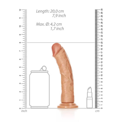 RealRock lenktas 18 cm silikoninis modelis su siurbtuku, natūralios išvaizdos