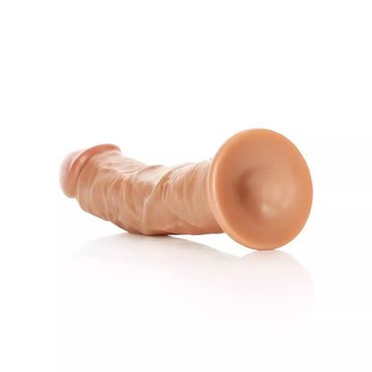 RealRock lenktas 18 cm silikoninis modelis su siurbtuku, natūralios išvaizdos