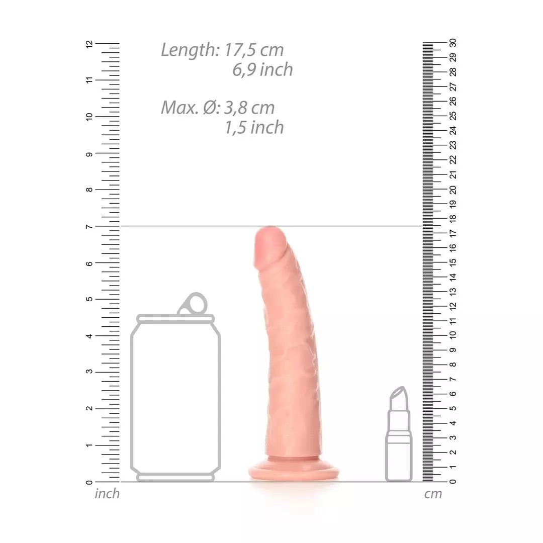 RealRock Slim Model 15,5 cm intymus aparatas su siurbtuku – smėlio spalvos