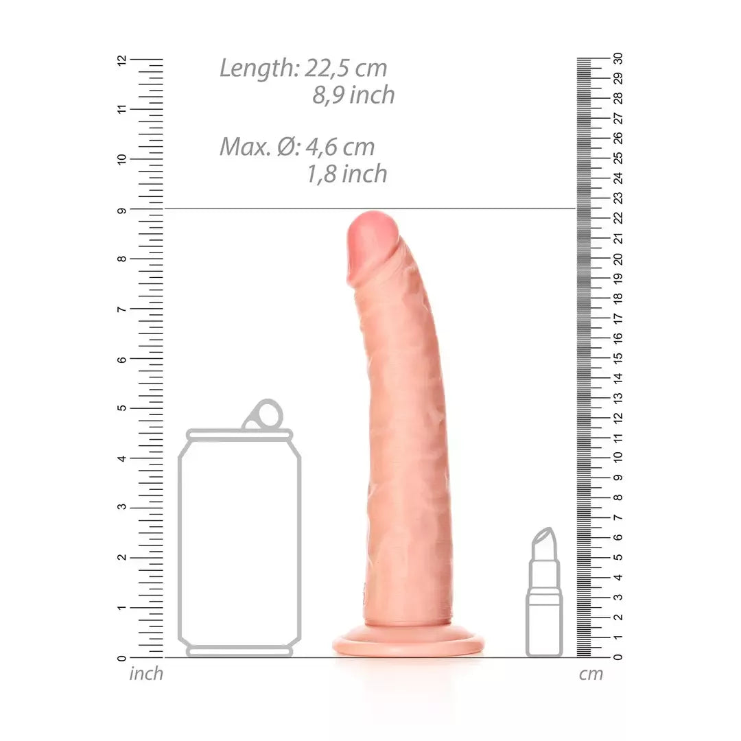 RealRock Slim Silicone Model su siurbtuku 20,5 cm, smėlio spalvos