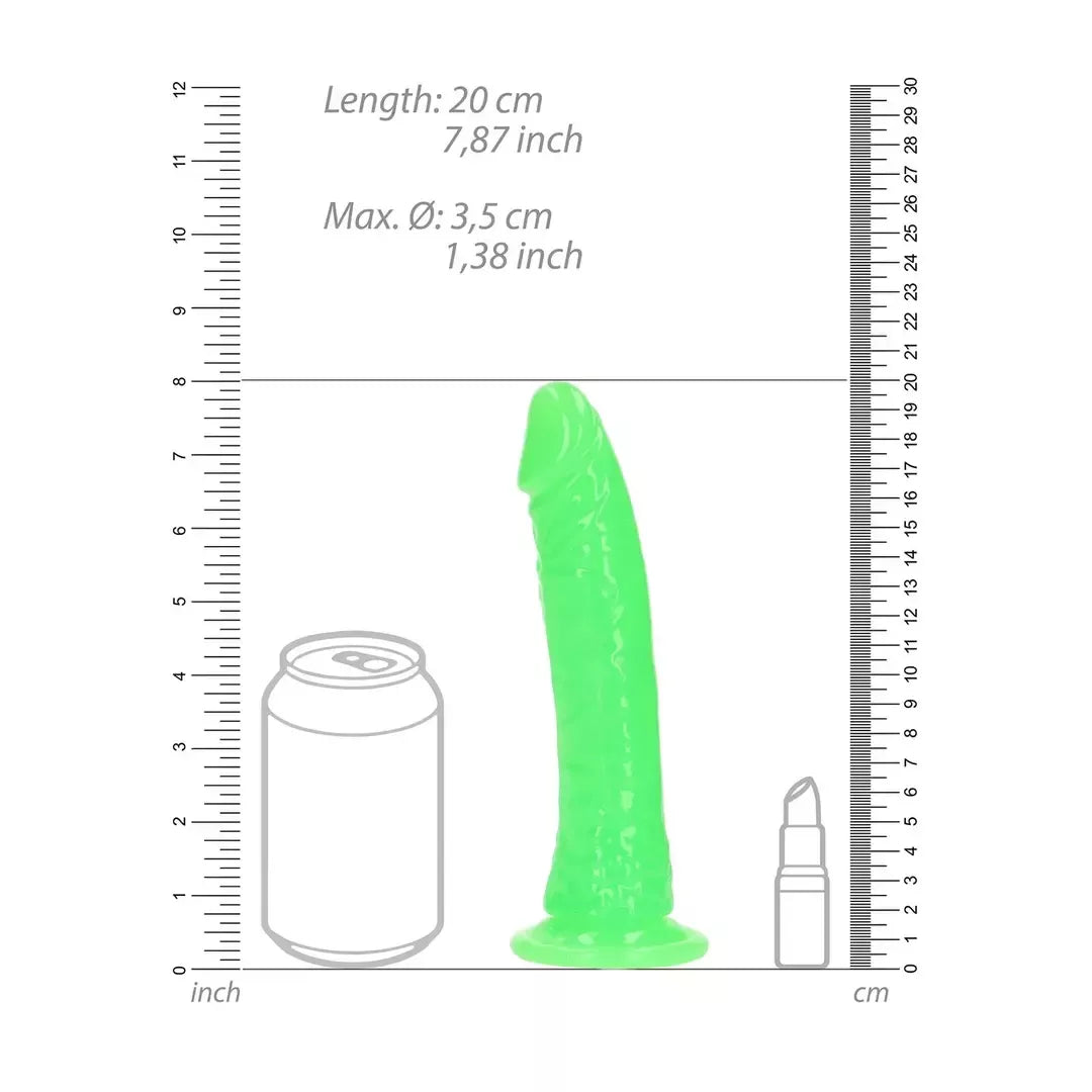 RealRock Slim tamsoje šviečiantis modelis su siurbtuku 18 cm