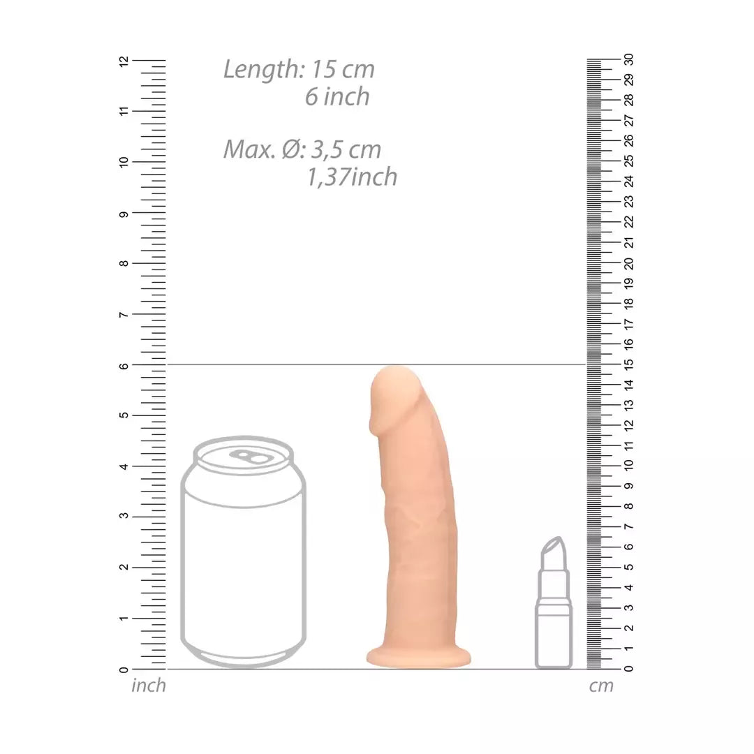 REALROCK Ultra Silicone Model 6 Thermo Reactive 15 cm – vakuuminė bazė, rudas