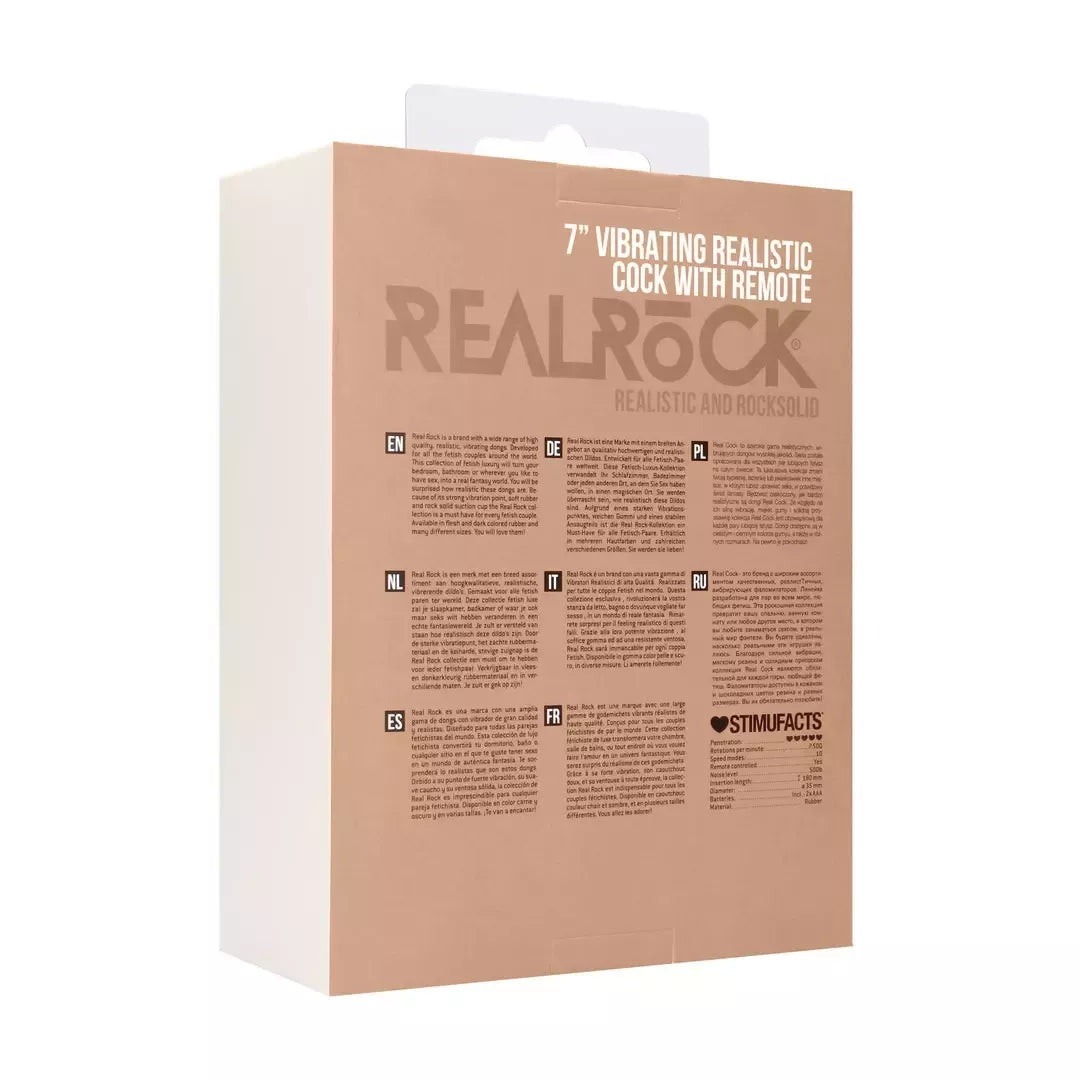 RealRock vibruojantis intymus prietaisas, 18 cm, su sėklidėmis, natūralaus atspalvio