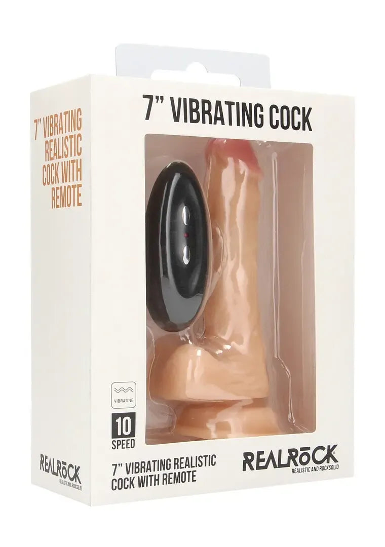 RealRock vibruojantis intymus prietaisas, 18 cm, su sėklidėmis, natūralaus atspalvio